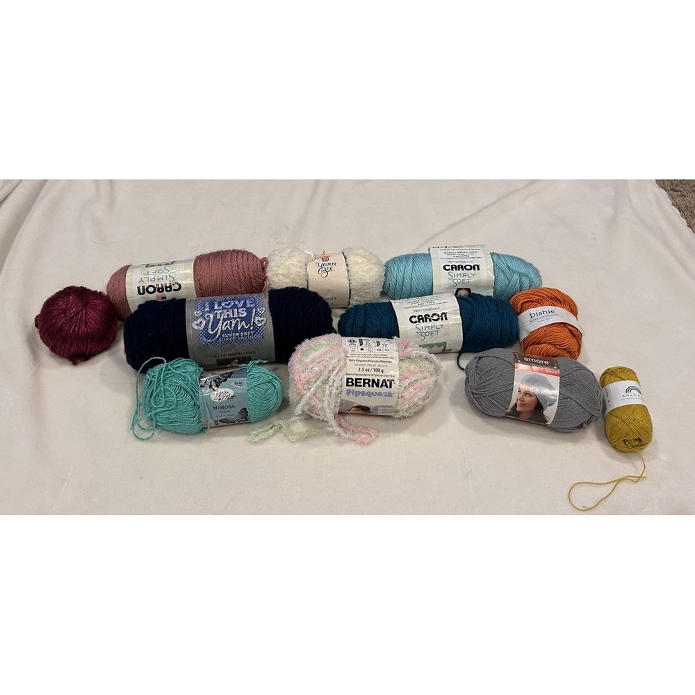 Lot of 11 Mixed/Various Yarn Assorted Brands And‎ Colors Full New